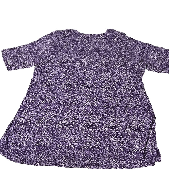 Jessica London Purple Print Tunic Top V Neck Short Sleeve Casual Plus Size 22/24 - Picture 2 of 7